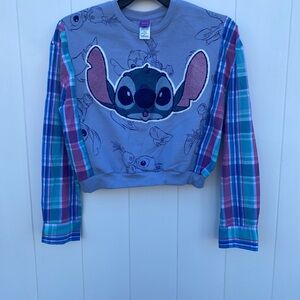 Kids Disney Sweatshirt with flannel sleeves